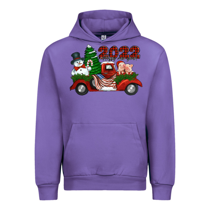 Happy New Year 2022 Christmas Truck With American Flag Urban Hoodie by Jasminsmagicworld | Teevron