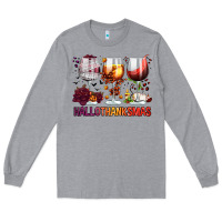 Heather Grey hallothanksmas halloween thanksgiving  christmas wine Long Sleeve Tee - FaDigitalArtStudio
