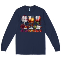 Navy hallothanksmas halloween thanksgiving  christmas wine Long Sleeve Tee - FaDigitalArtStudio