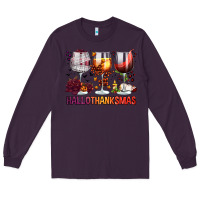 Plum hallothanksmas halloween thanksgiving  christmas wine Long Sleeve Tee - FaDigitalArtStudio