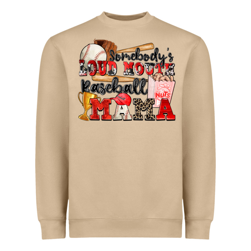 Somebody's Loud Mouth Baseball Mama Heavyweight Sweatshirt by Zillion Design Studio | Teevron