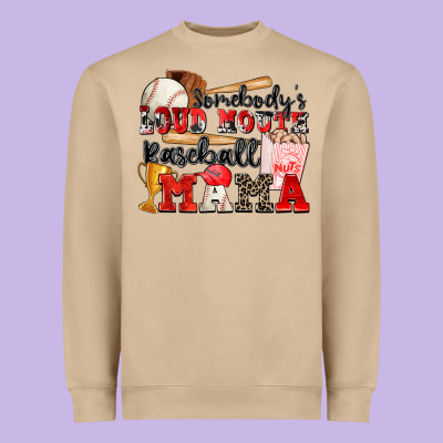 Somebody's Loud Mouth Baseball Mama Heavyweight Sweatshirt Designed By Zillion Design Studio