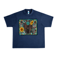Navy american bison wıth sunflower and gemstone Urban Heavy Tee - RanaPortraitStore