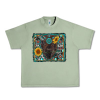 Oil Green american bison wıth sunflower and gemstone Urban Heavy Tee - RanaPortraitStore