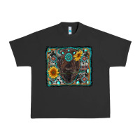 Pigment Black american bison wıth sunflower and gemstone Urban Heavy Tee - RanaPortraitStore