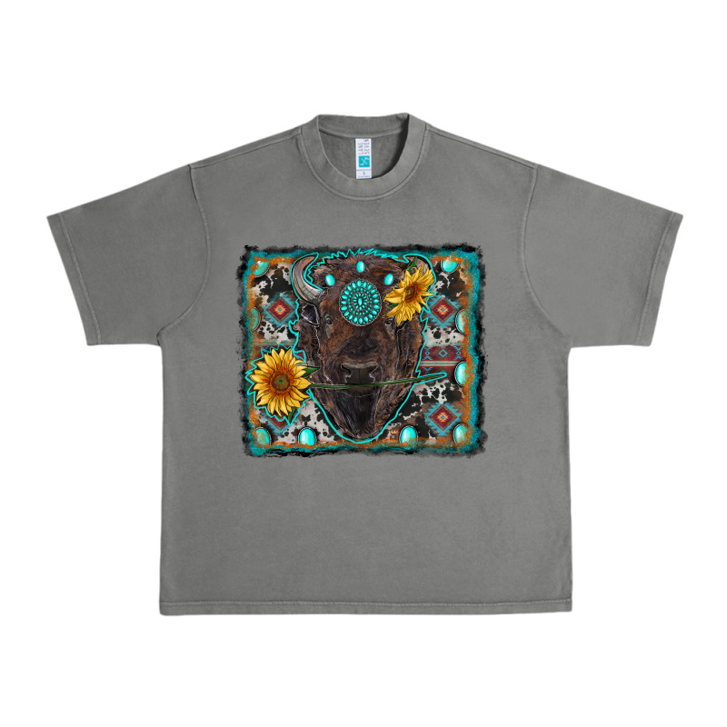American Bison Wıth Sunflower And Gemstone Urban Heavy Tee by RanaPortraitStore | Teevron