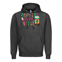 Charcoal Heather nurse coffee repeat Zipper Hoodie - Jasminsmagicworld