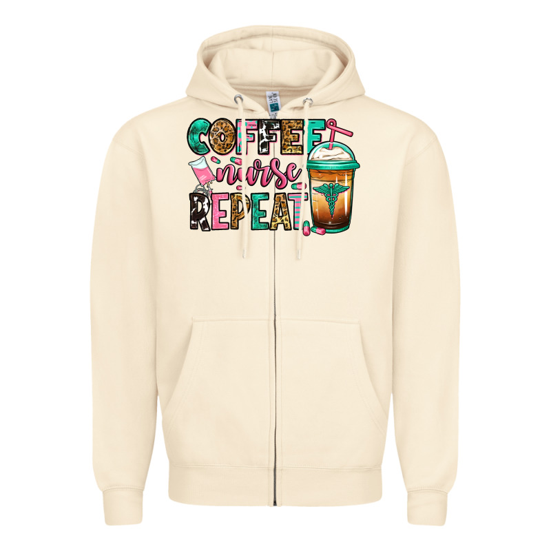 Nurse Coffee Repeat Zipper Hoodie by Jasminsmagicworld | Teevron