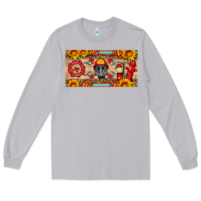 Firefighter Air Mask Sunflower And Elementary License Plate Long Sleeve Tee by HRA Design Shop | Teevron