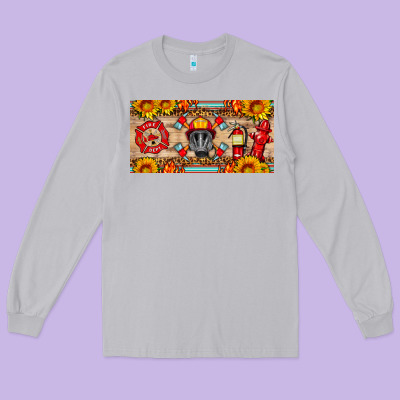 Firefighter Air Mask Sunflower And Elementary License Plate Long Sleeve Tee Designed By Hra Design Shop