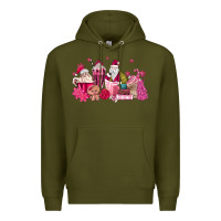 Army Green pink santa coffee Premium Hoodie - MaliasSmallBusiness