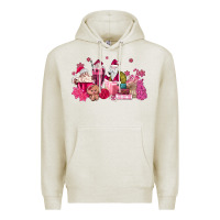 Oatmeal Heather pink santa coffee Premium Hoodie - MaliasSmallBusiness