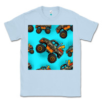 Dusty Blue monster truck pre teen seamless pattern Classic Tee - HRA Design Shop