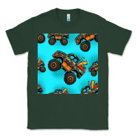 Sports Green monster truck pre teen seamless pattern Classic Tee - HRA Design Shop