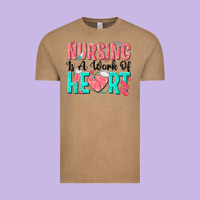 Nursing Is A Work Of Heart Vintage Tee Designed By Texasbilliewilder