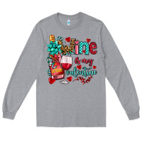 Heather Grey wine is my valentine olivia Long Sleeve Tee - OliviaCreatesArt