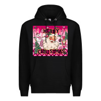 Black merry pink christmas santa Premium Hoodie - MaliasSmallBusiness