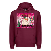 Burgundy merry pink christmas santa Premium Hoodie - MaliasSmallBusiness