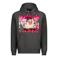 Charcoal Heather merry pink christmas santa Premium Hoodie - MaliasSmallBusiness