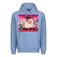 Colony Blue merry pink christmas santa Premium Hoodie - MaliasSmallBusiness