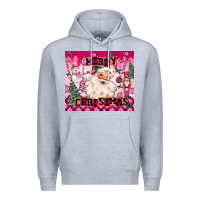 Heather Grey merry pink christmas santa Premium Hoodie - MaliasSmallBusiness