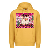 Mustard merry pink christmas santa Premium Hoodie - MaliasSmallBusiness