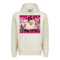 Oatmeal Heather merry pink christmas santa Premium Hoodie - MaliasSmallBusiness