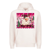 Pale Pink merry pink christmas santa Premium Hoodie - MaliasSmallBusiness