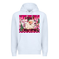 White merry pink christmas santa Premium Hoodie - MaliasSmallBusiness