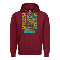 Burgundy i hate everyone but coffee helps western skeleton coffee sunflowers 12 Zipper Hoodie - Artiststas