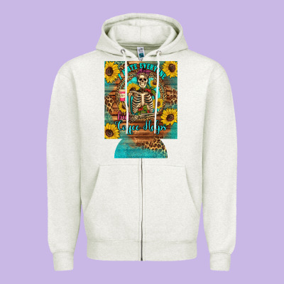 I Hate Everyone But Coffee Helps Western Skeleton Coffee Sunflowers 12 Zipper Hoodie Designed By Artiststas
