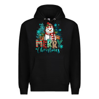 Black merry christmas snowman Premium Hoodie - MaliasSmallBusiness
