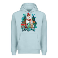 Blue Mist merry christmas snowman Premium Hoodie - MaliasSmallBusiness