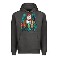 Charcoal Heather merry christmas snowman Premium Hoodie - MaliasSmallBusiness
