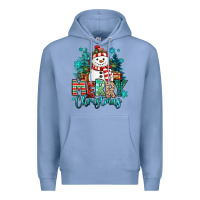 Colony Blue merry christmas snowman Premium Hoodie - MaliasSmallBusiness