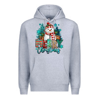 Heather Grey merry christmas snowman Premium Hoodie - MaliasSmallBusiness