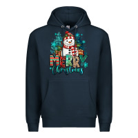Navy merry christmas snowman Premium Hoodie - MaliasSmallBusiness