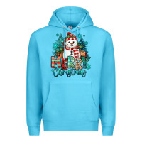 Ocean Blue merry christmas snowman Premium Hoodie - MaliasSmallBusiness