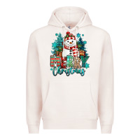 Pale Pink merry christmas snowman Premium Hoodie - MaliasSmallBusiness