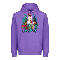 Purple merry christmas snowman Premium Hoodie - MaliasSmallBusiness