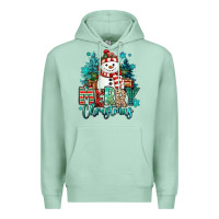 Seafoam merry christmas snowman Premium Hoodie - MaliasSmallBusiness