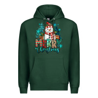 Sports Green merry christmas snowman Premium Hoodie - MaliasSmallBusiness