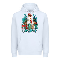 White merry christmas snowman Premium Hoodie - MaliasSmallBusiness