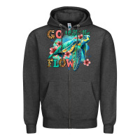 Charcoal Heather go with the flow floral turtle Zipper Hoodie - Jasminsmagicworld