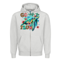 Dove Grey go with the flow floral turtle Zipper Hoodie - Jasminsmagicworld
