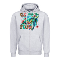 Heather Grey go with the flow floral turtle Zipper Hoodie - Jasminsmagicworld