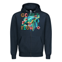 Navy go with the flow floral turtle Zipper Hoodie - Jasminsmagicworld