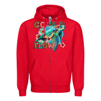 Red go with the flow floral turtle Zipper Hoodie - Jasminsmagicworld