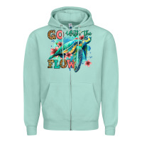 Seafoam go with the flow floral turtle Zipper Hoodie - Jasminsmagicworld