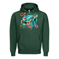 Sports Green go with the flow floral turtle Zipper Hoodie - Jasminsmagicworld